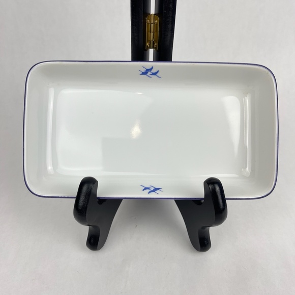 RARE Vintage JAL Japan Airlines Noritake Rectangular Snack Plates Cranes Set/4 - Picture 4 of 13